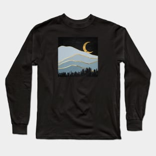 Gold landscape with moon #8 Long Sleeve T-Shirt